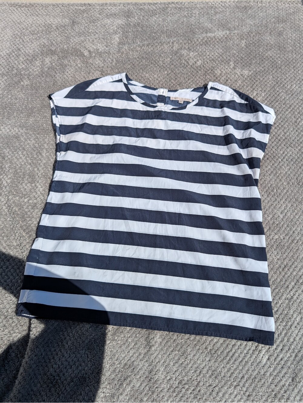 Gap Women's Navy Blue & White Striped Blouse Size Small Casual Button Up Top